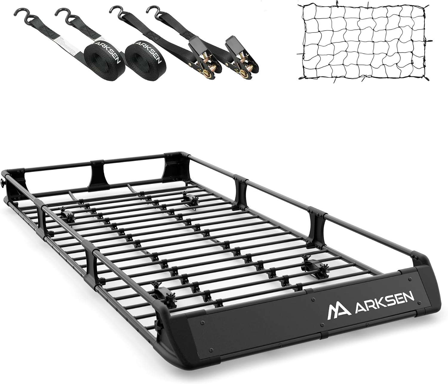 2-in-1 Foldable Fairing Roof Rack Cargo Basket (Deflector & Flat Mode), 64" x 39" Heavy Duty Steel Rooftop Carrier, 250 lbs Max Load, Fits SUV Truck Pickup for Kayaks, Canoes & Luggage