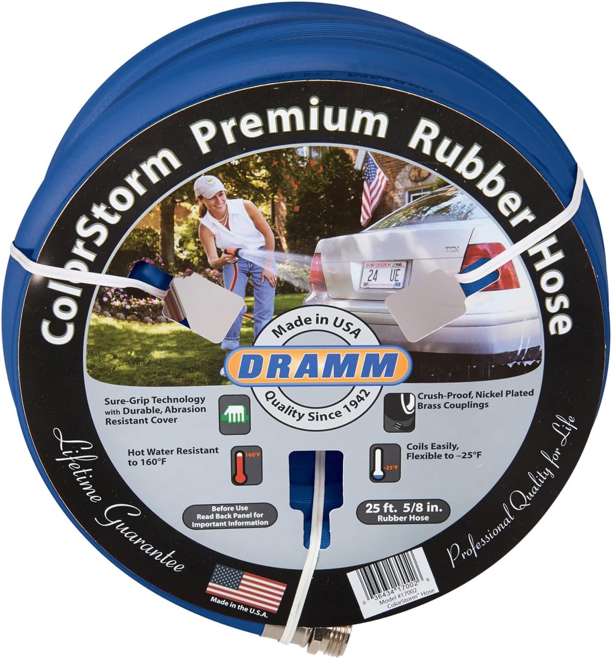 Dramm ColorStorm Premium Rubber Garden Hose – 100 ft Heavy Duty 3/4" Water Hose – Kink Resistant, Crush-Proof Nickel-Plated Couplings – Made in USA - Yellow