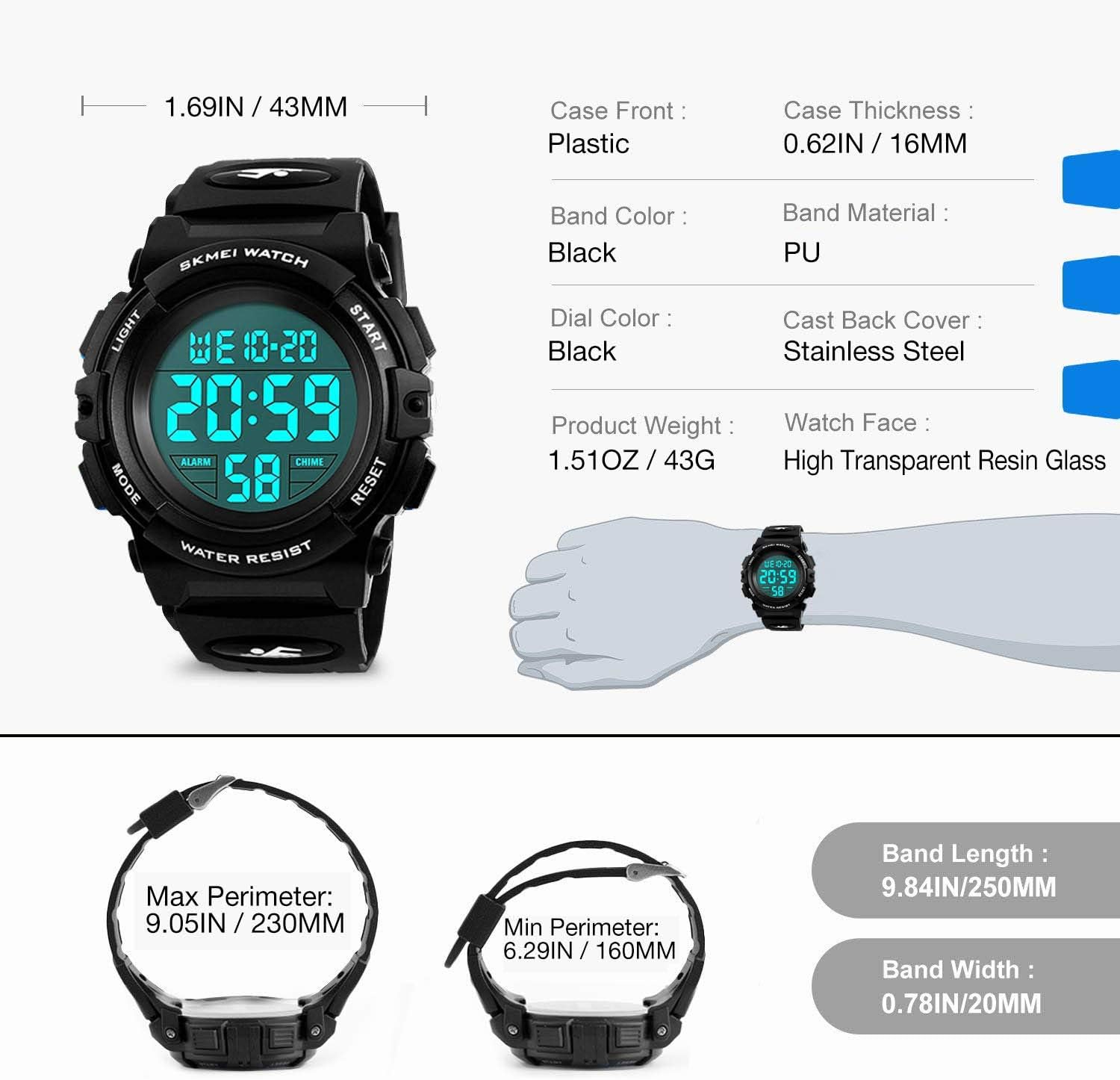 cofuo Kids Digital Watch for Boys Girls, Boys Watches Ages 3-17,Sport Outdoor Watch for Kid, 50M Waterproof Analog Multifunctional Chronograph LED Alarm Stopwatch Silicone Band, Kids Gift