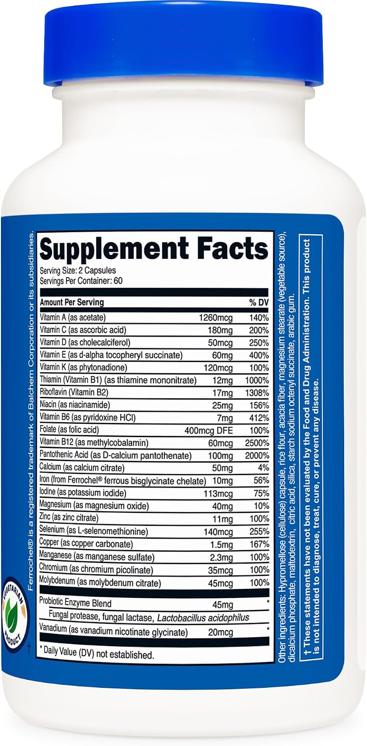 Nutricost Multivitamin with Probiotics 120 Vegetarian Capsules | Packed With Vitamins & Minerals