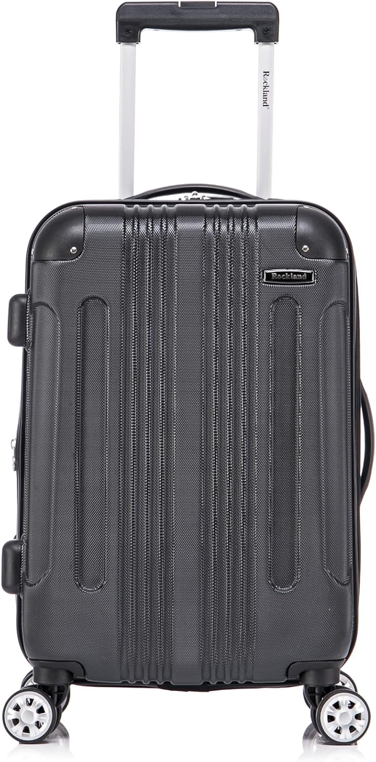 Rockland London Hardside Spinner Wheel Luggage, White, 3-Piece Set (20/24/28)