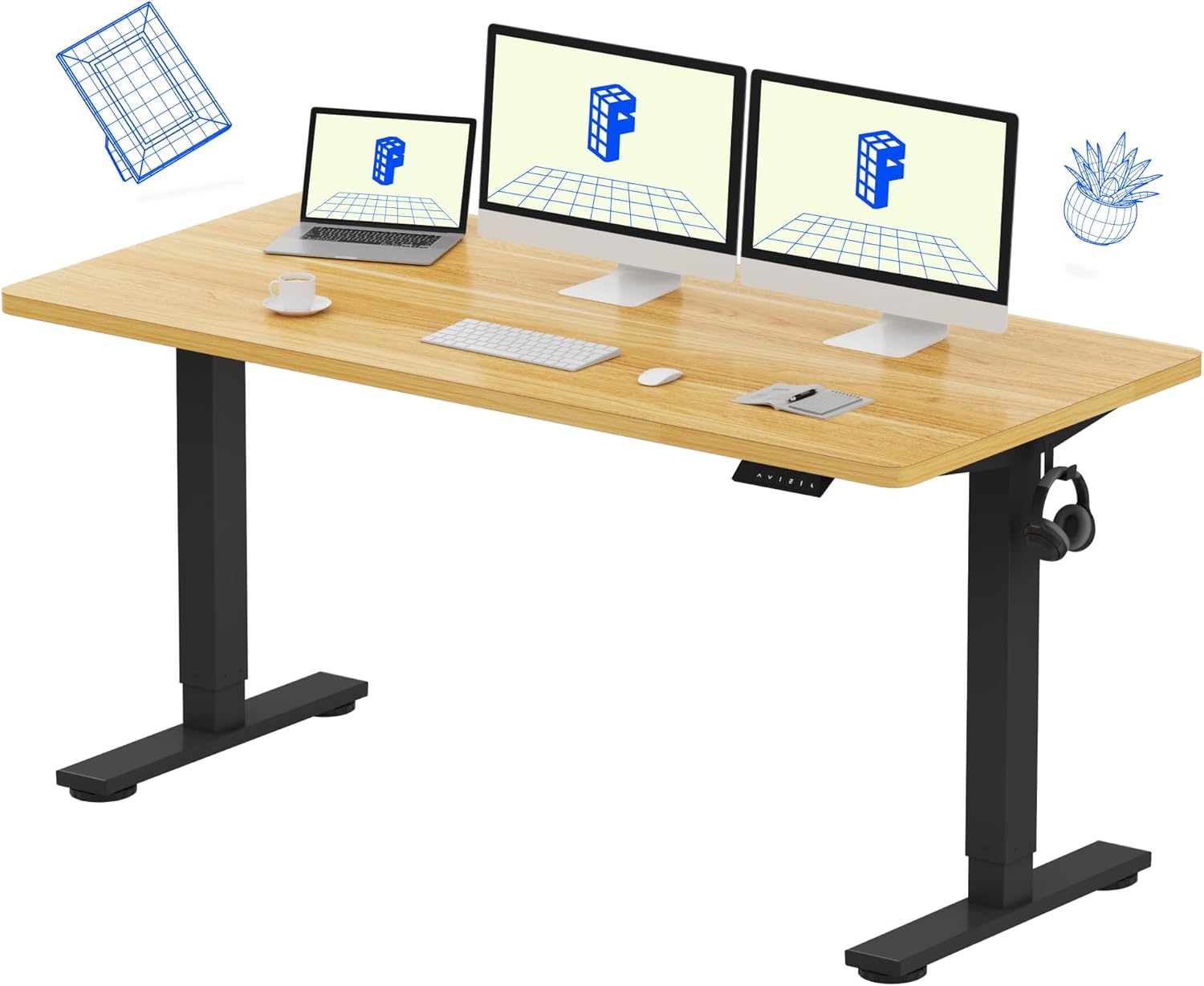 FLEXISPOT EN1 One-Piece Standing Desk, Electric Adjustable with 4 Memory Presets, 176 LBS Capacity, Stable & Quiet