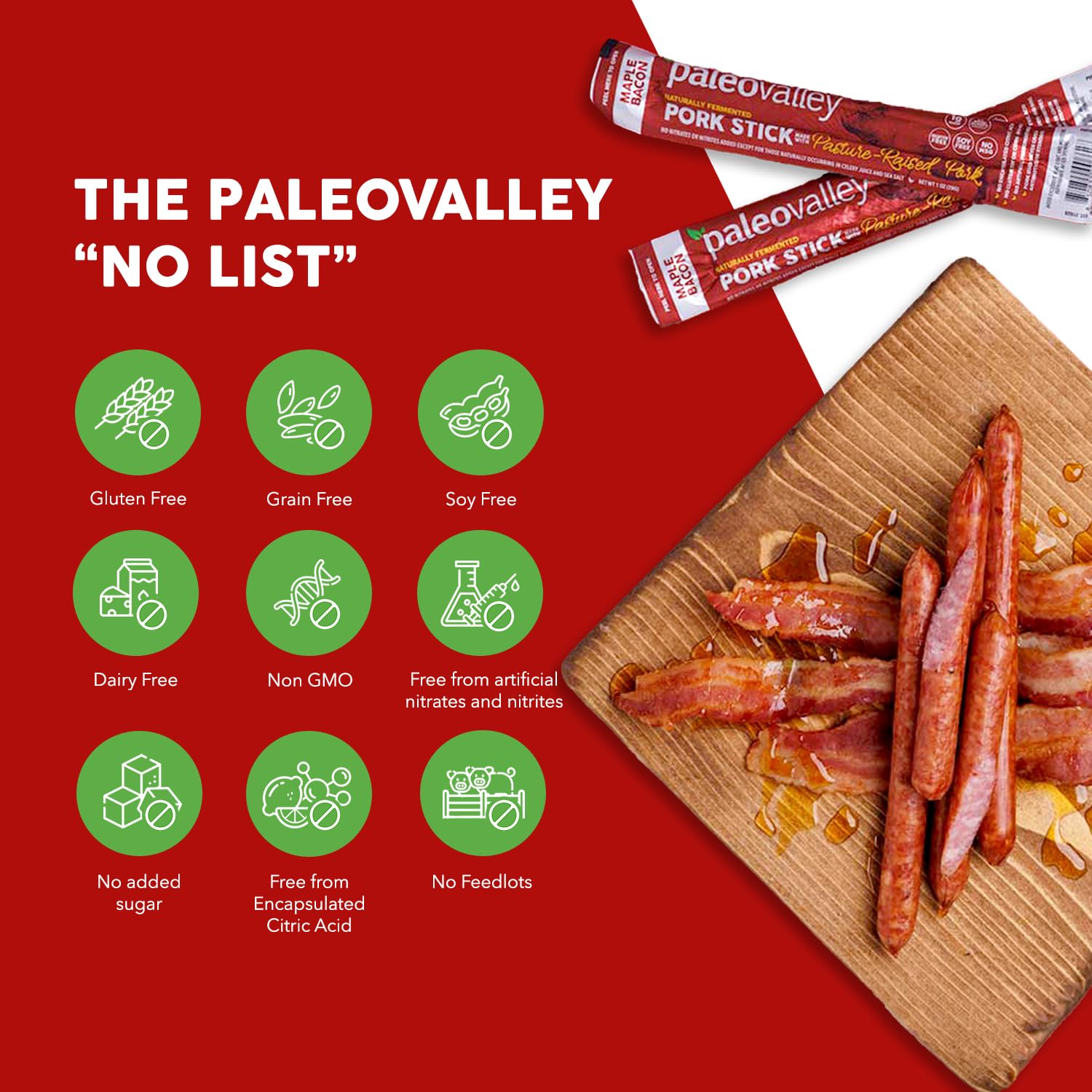 Paleovalley 100% Grass Fed Beef Sticks, Protein Snacks, Original | 10 Count, Individually Wrapped, Naturally Fermented, Gluten Free, Keto and Paleo, Made With Simple Ingredients, 6g Protein