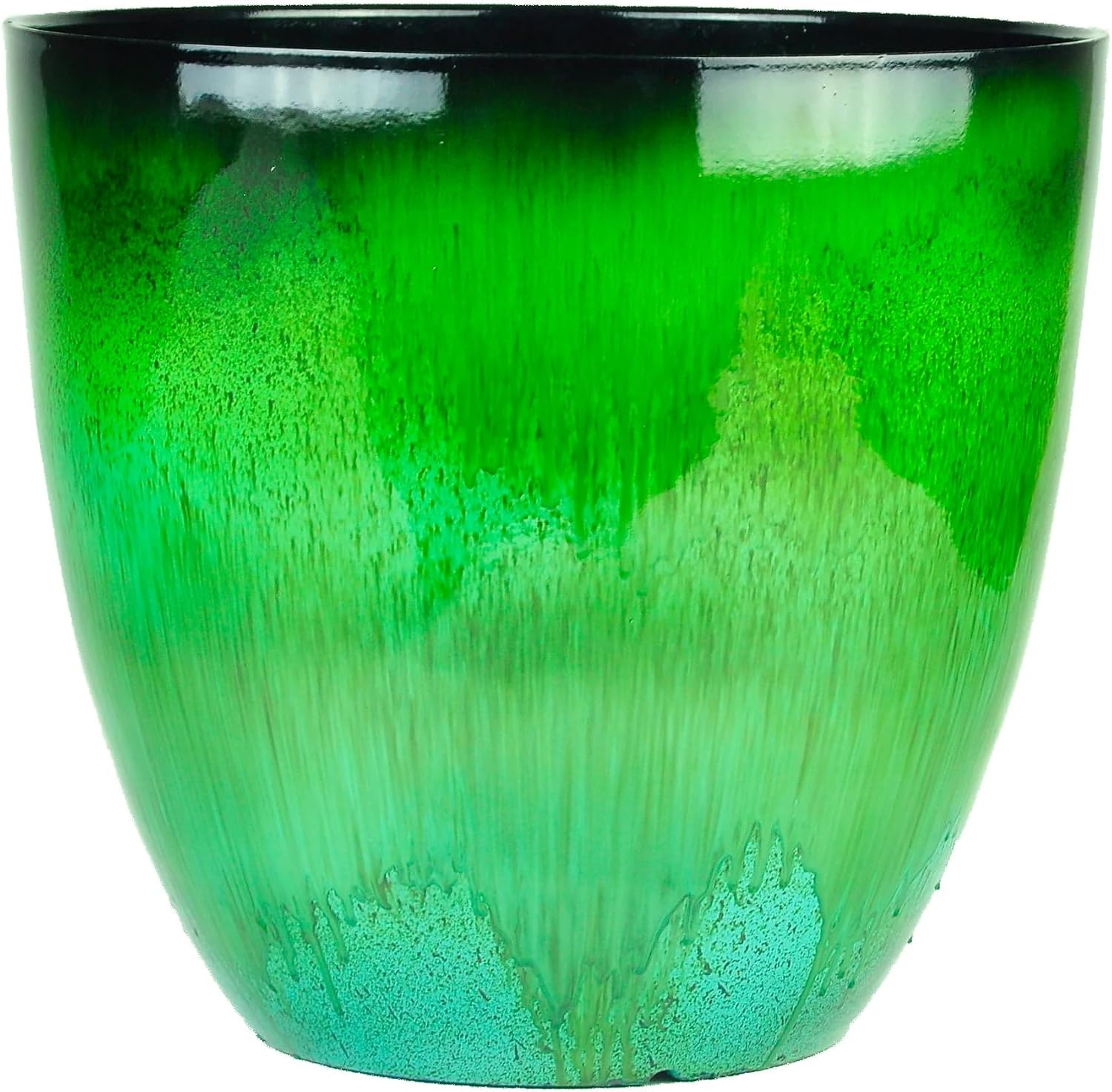 (EPR15-204) Large Egg Shaped Planter - Modern Indoor & Outdoor Decorative Flower Pot/Box (15 Inch, Blue Flower)