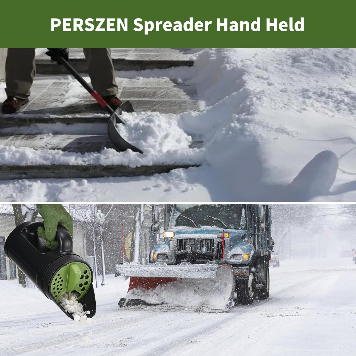 PERSZEN Seed Spreader Hand Held, Hand Spreader Lawn and Garden for Fertilizer Grass Seed Salt Ice Melt Earth Food
