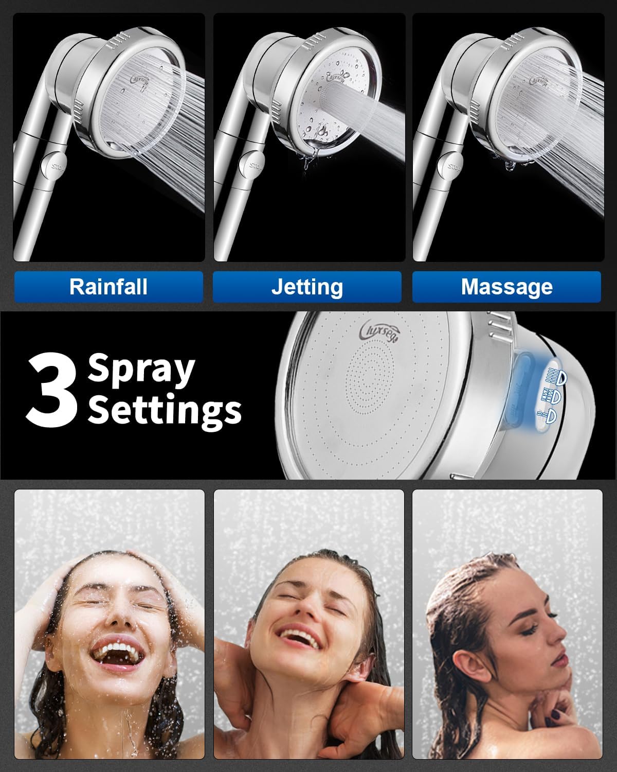 Filtered Shower Head with Handheld, High Pressure, for Hard Water