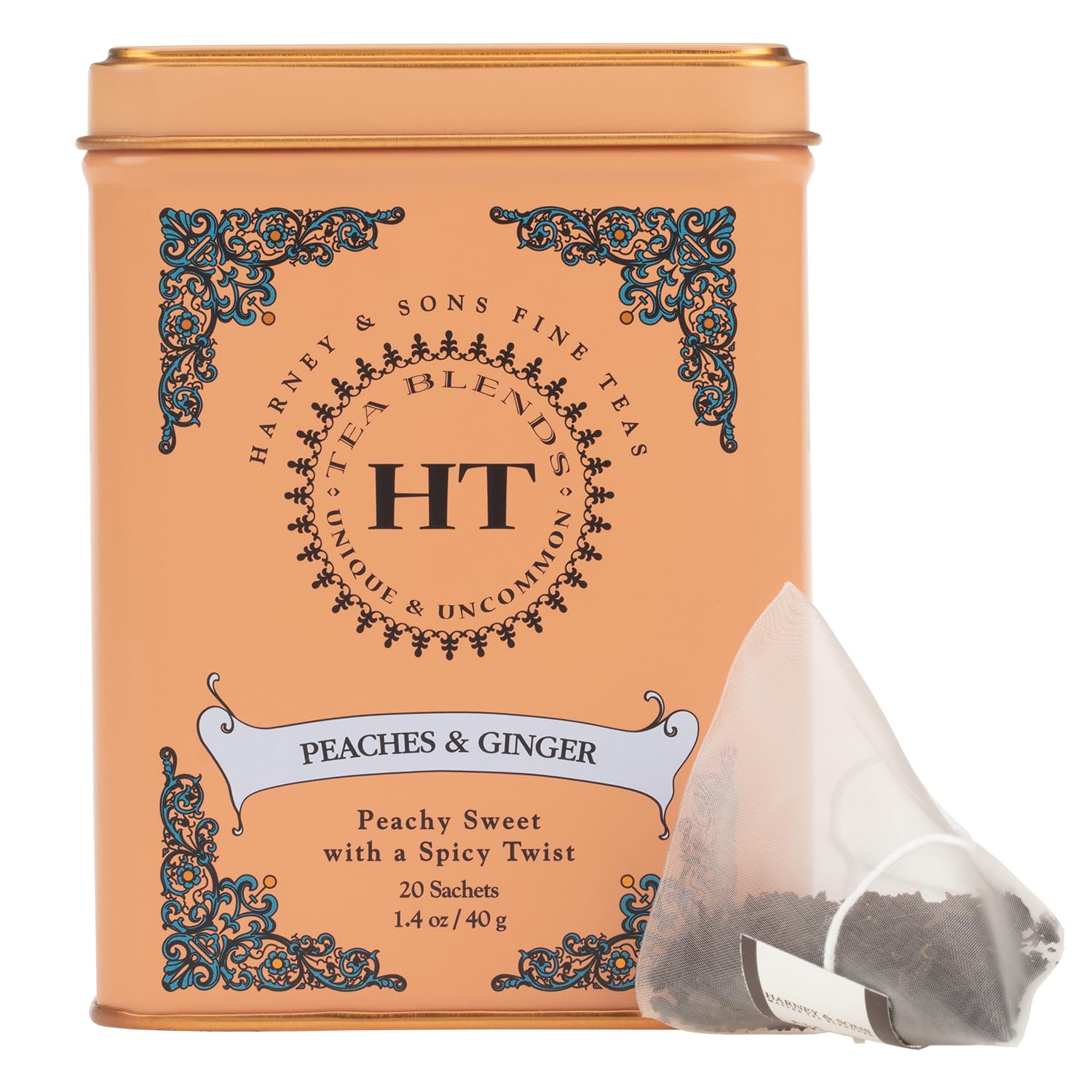 Harney & Sons HT Organic Supreme Green Tea, 20 Sachets, Tea Tin | Organic green tea with 20 sachets in a reusable tea tin. Caffeinated.