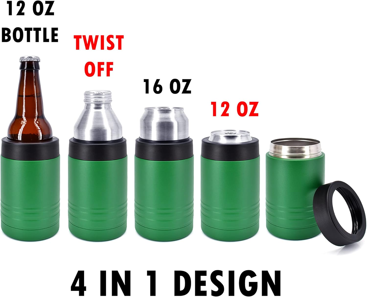 Clear Water Home Goods 12 oz 4-in-1 Stainless Steel Can Cooler (6-Pack)
