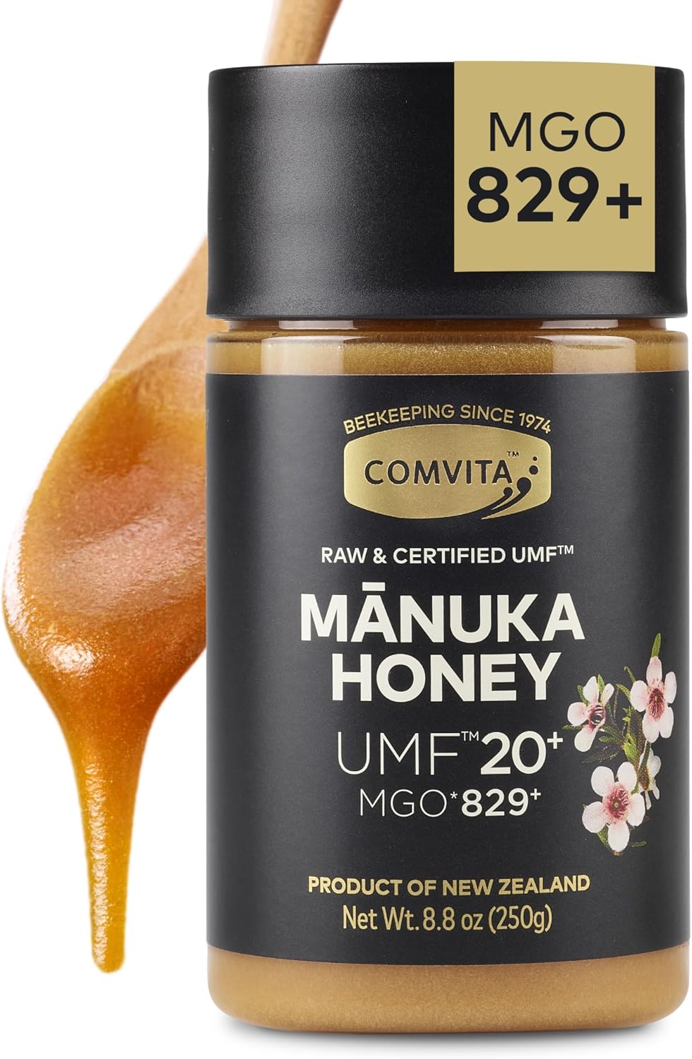 Comvita Manuka Honey UMF 20+ (MGO 829+) Pure, Unpasteurized - 250g (8.8 Oz) | Raw Manuka Honey New Zealand, Superfood for Immune Health, Wild