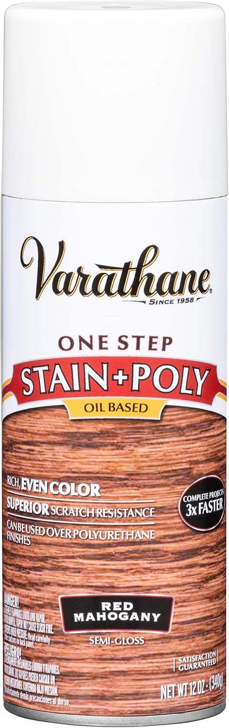 Varathane 243863 Oil-Based One Step Stain + Poly Spray, 12 oz, Golden Pecan