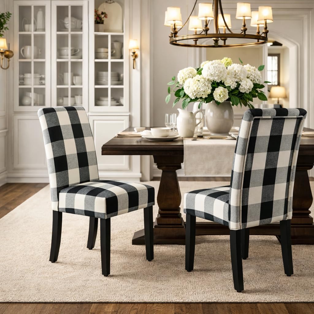 Homepop Home Decor | Classic Upholstered Parsons Dining Chairs | Set of 2 Accent Dining Chairs with Nailhead Trim, Natural Linen