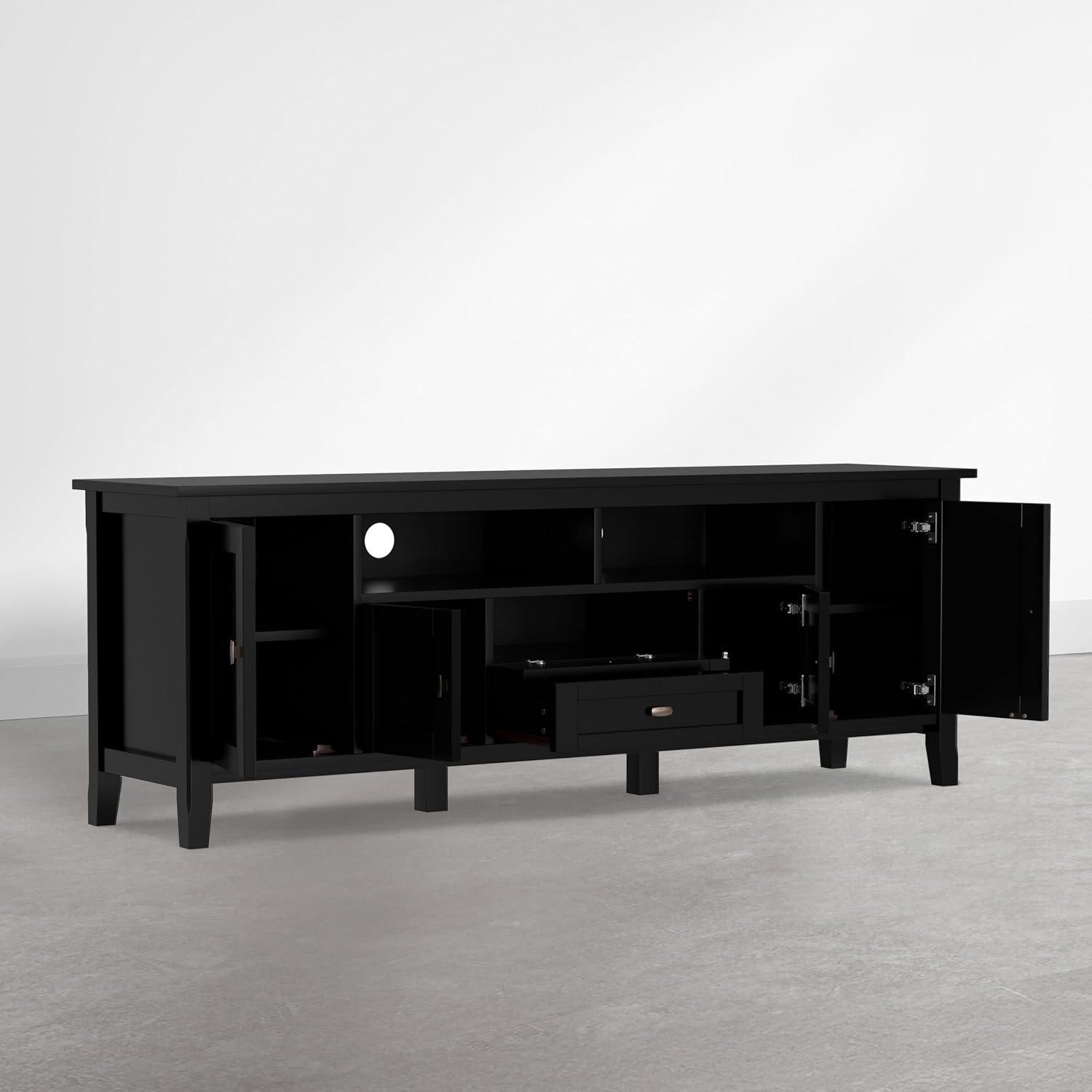 SIMPLIHOME Warm Shaker 47" Wide Solid Wood TV Stand in Light Golden Brown