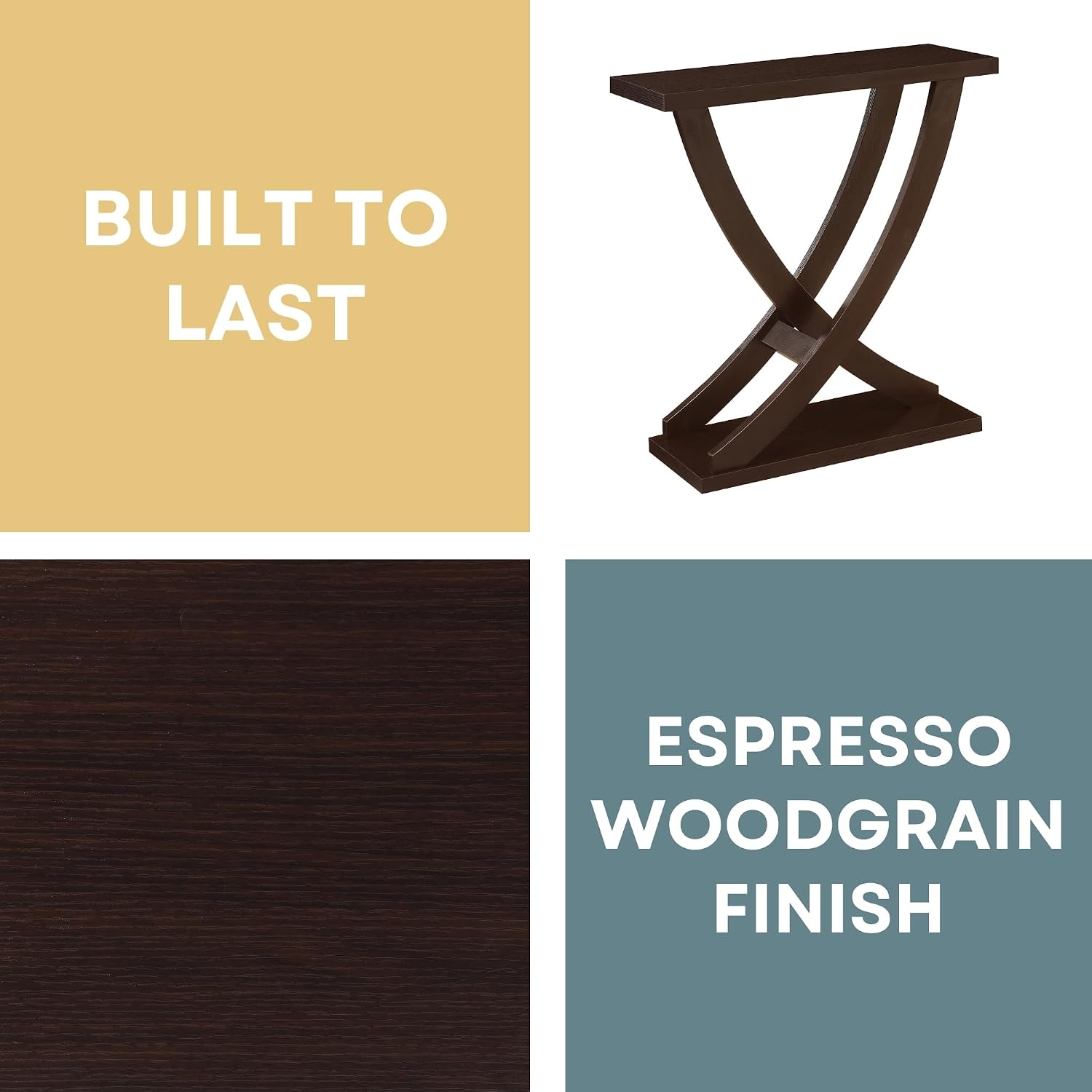 Convenience Concepts Newport Cross Step Console Table, Espresso