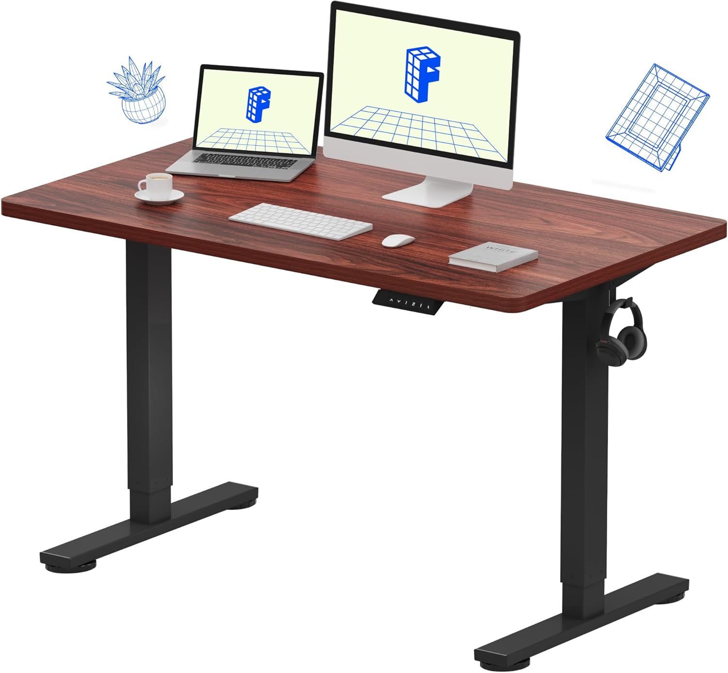 FLEXISPOT EN1 One-Piece Standing Desk, Electric Adjustable with 4 Memory Presets, 176 LBS Capacity, Stable & Quiet