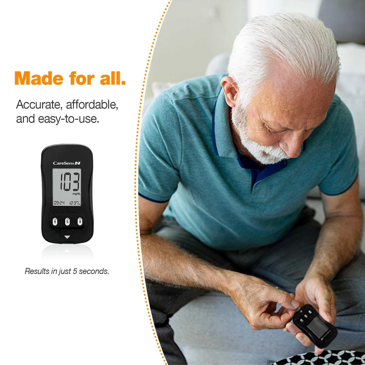 CareSens N Blood Glucose Monitor Kit with 100 Blood Sugar Test Strips, 100 Lancets, 1 Blood Glucose Meter, 1 Lancing Device, 1 Control Solution