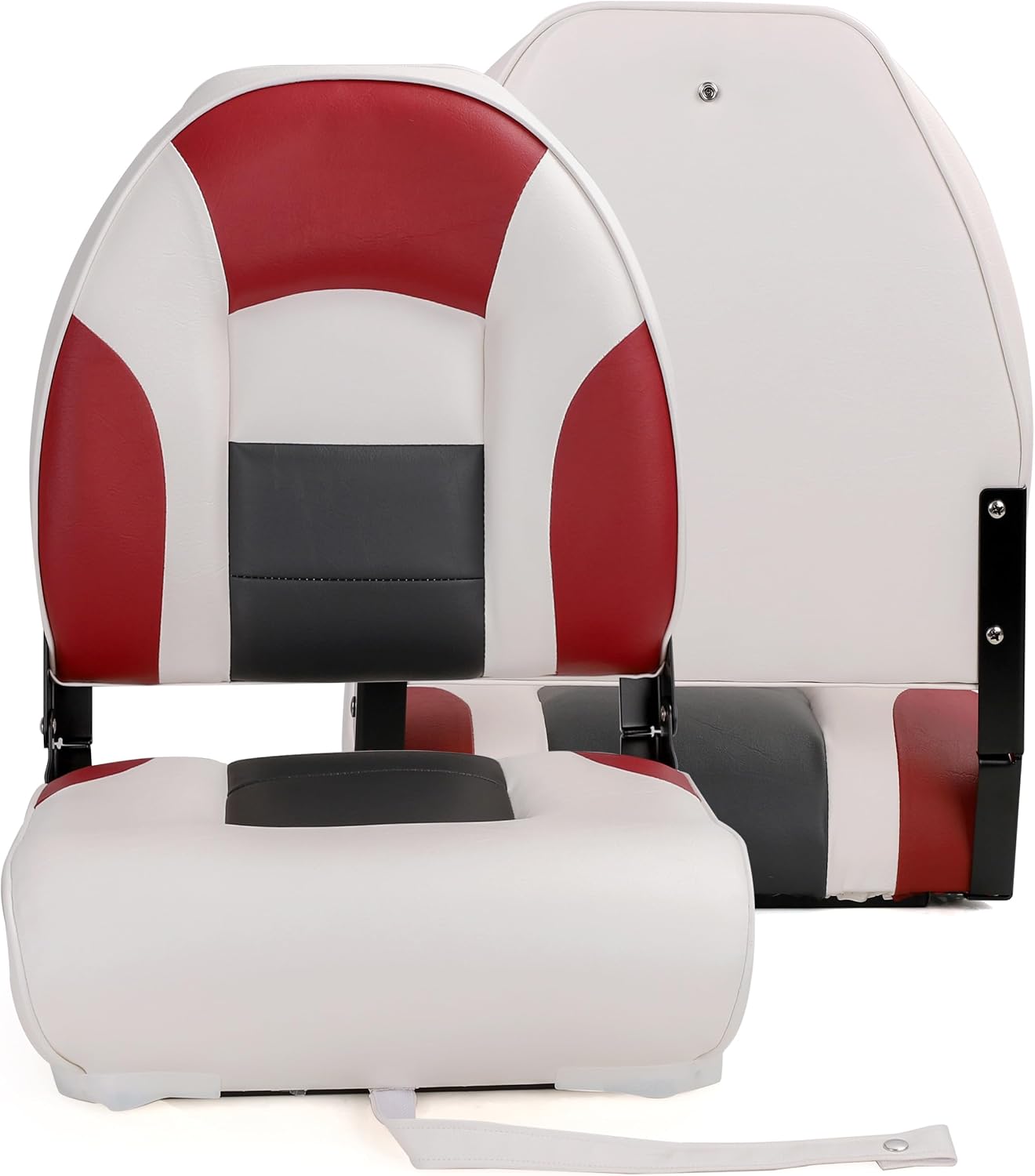 NORTHCAPTAIN Deluxe A Pair of Marine High Back Folding Boat Chair Fishing Boat Seat, for Fishing, Bass/Jon/Pontoon Boat Chairs