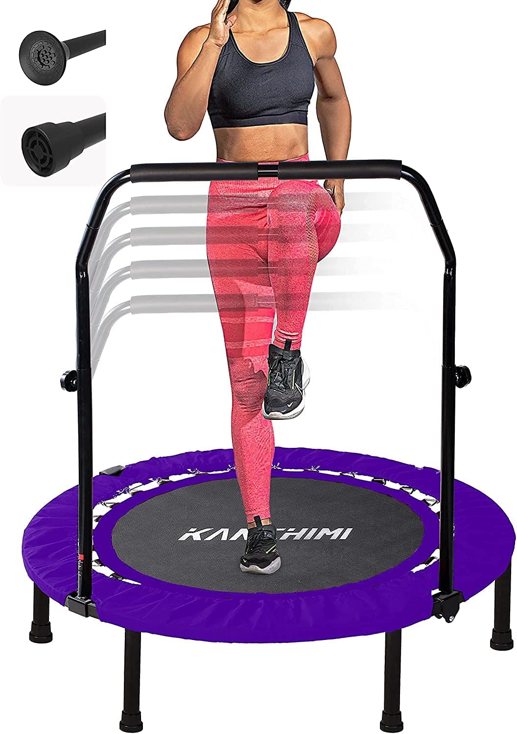 Kanchimi 40" 48" Folding Mini Fitness Indoor Exercise Workout Rebounder Trampoline with Handle, Max Load 330lbs