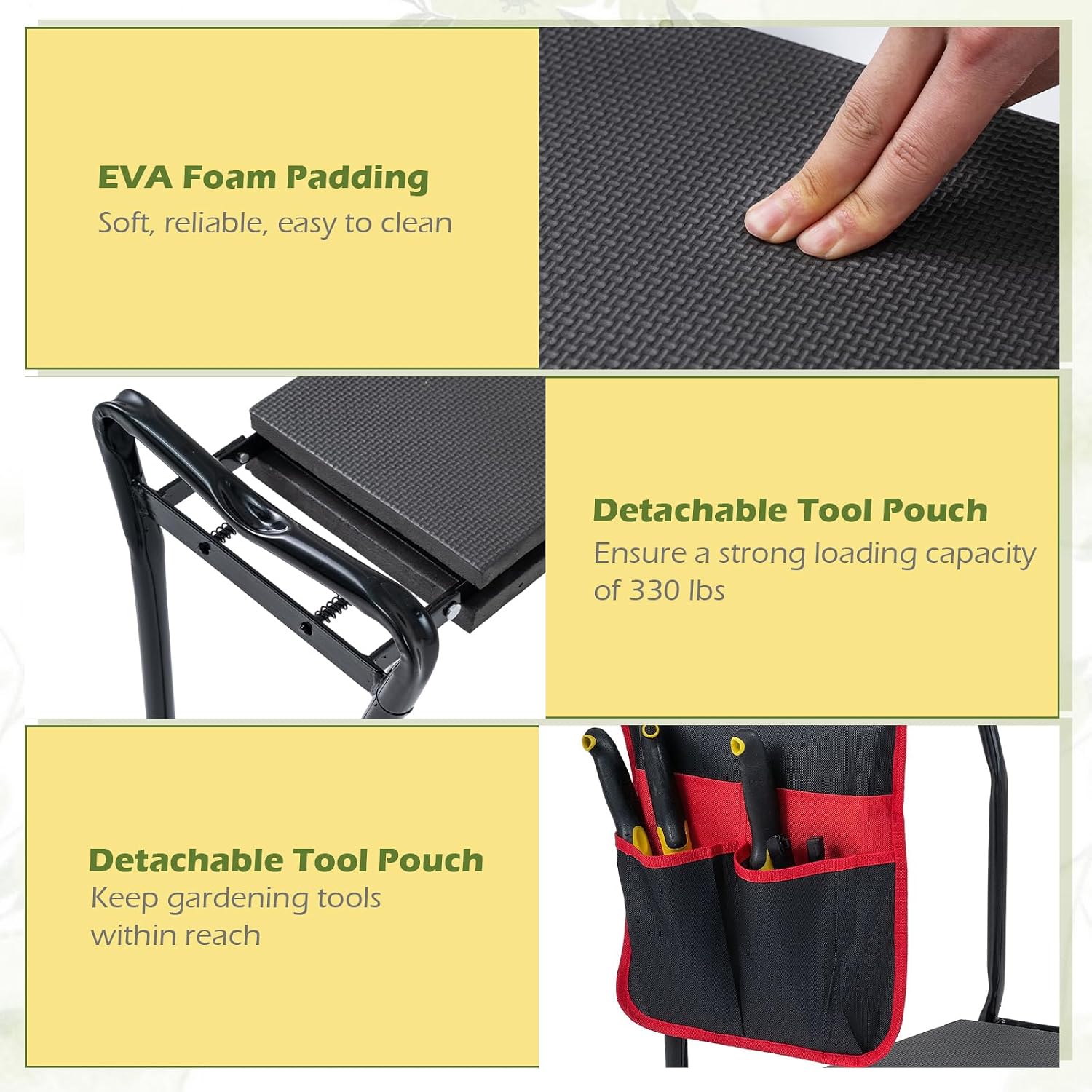 Goplus Garden Kneeler and Seat, Foldable Garden Bench for Kneeling & Sitting, Widened 8" EVA Soft Foam Pad