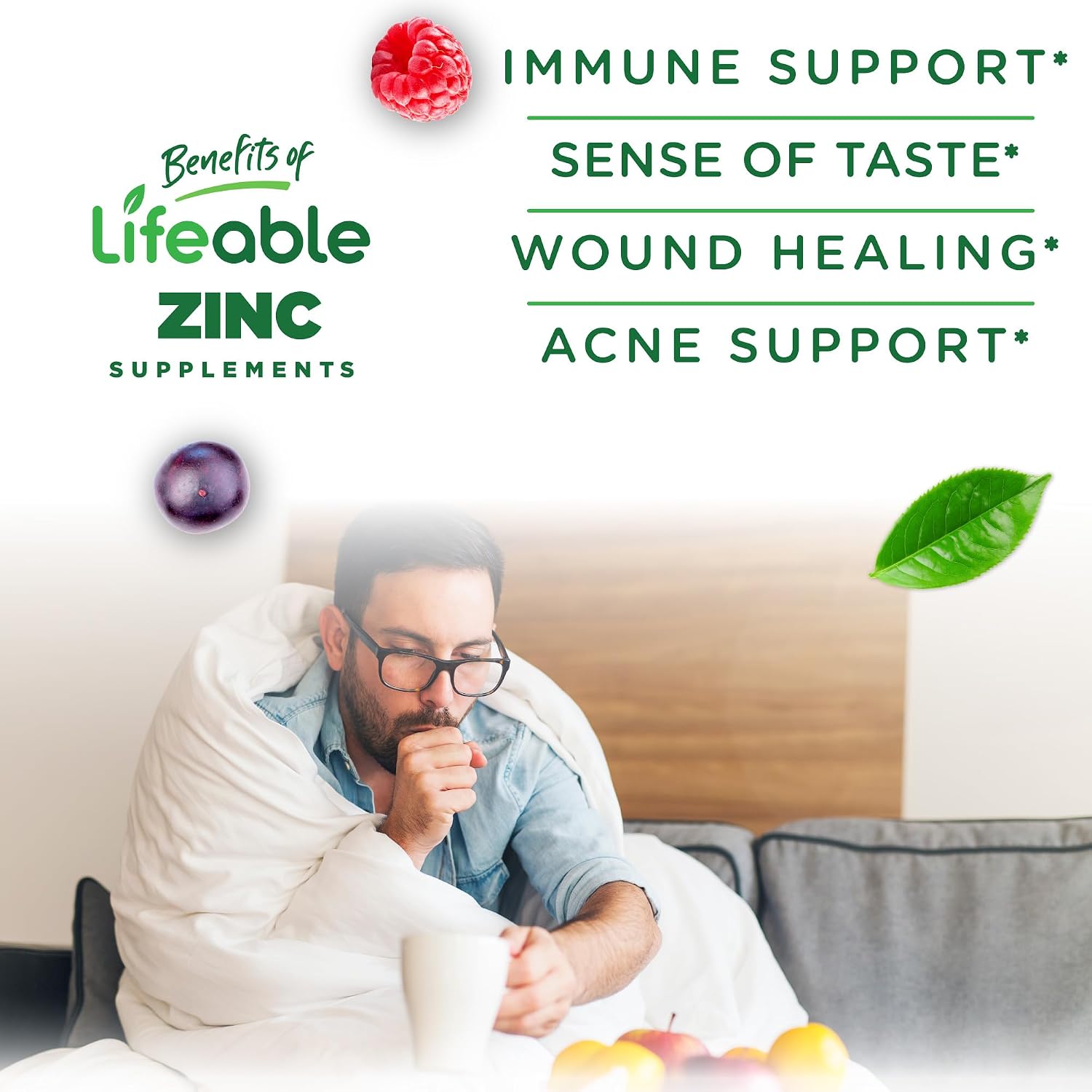 Lifeable Zinc Gummies for Women and Men, Maximum Strength 50 mg, 90 Ct