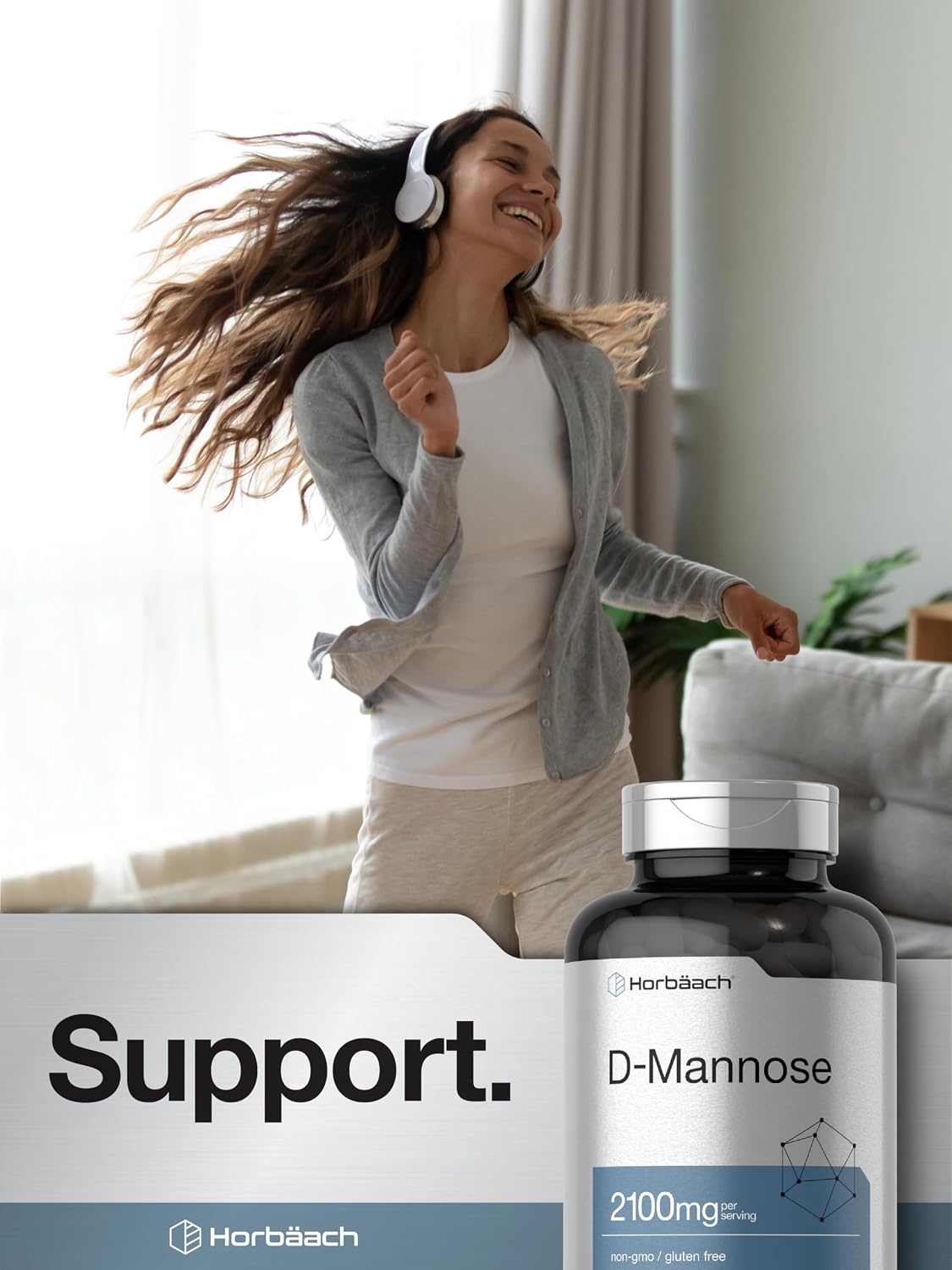 Horbäach D-Mannose Supplement 2100mg | 120 Capsules | Pills For Women and Men | Non-GMO & Gluten Free
