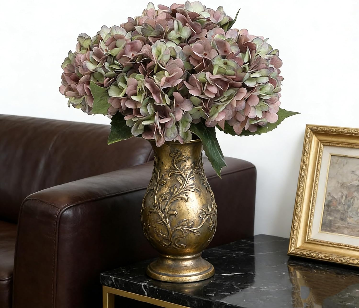 Kimura's Cabin 6pcs Silk Hydrangeas Artificial Flowers,Deep Lake Blue