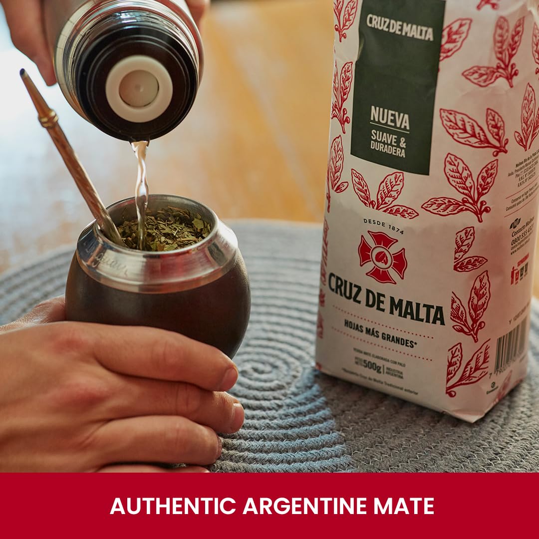 Yerba Mate Cruz de Malta, Suave y Duradera 2.2 Lbs each bag, 3-pack | Large leaf, low dust for a smoother traditional mate. U.S. retail packaging