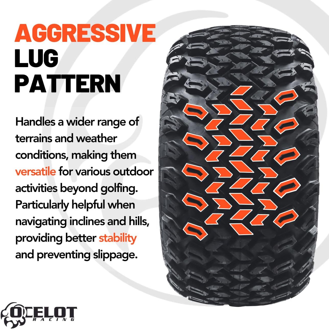 P334 22x11-10 Golf Cart Tires - All Terrain Golf Cart Tires, 4-Ply Rated Quad Tire