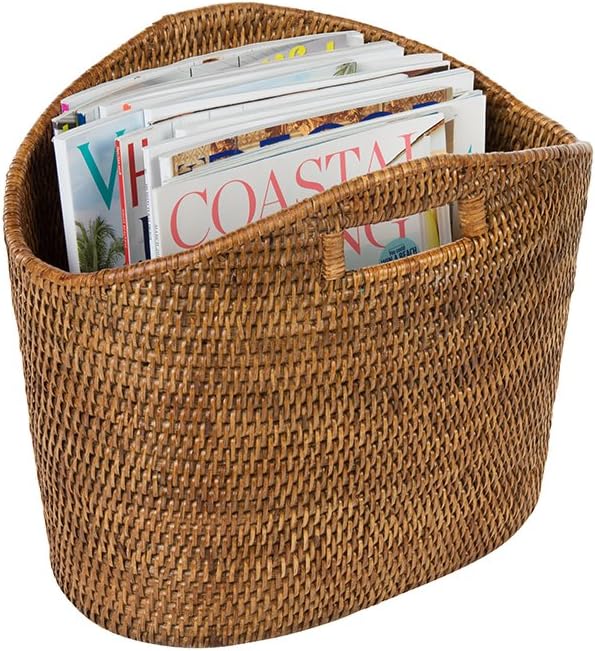 KOUBOO 1060135 La Jolla Oval Rattan Magazine Rack, Honey Brown