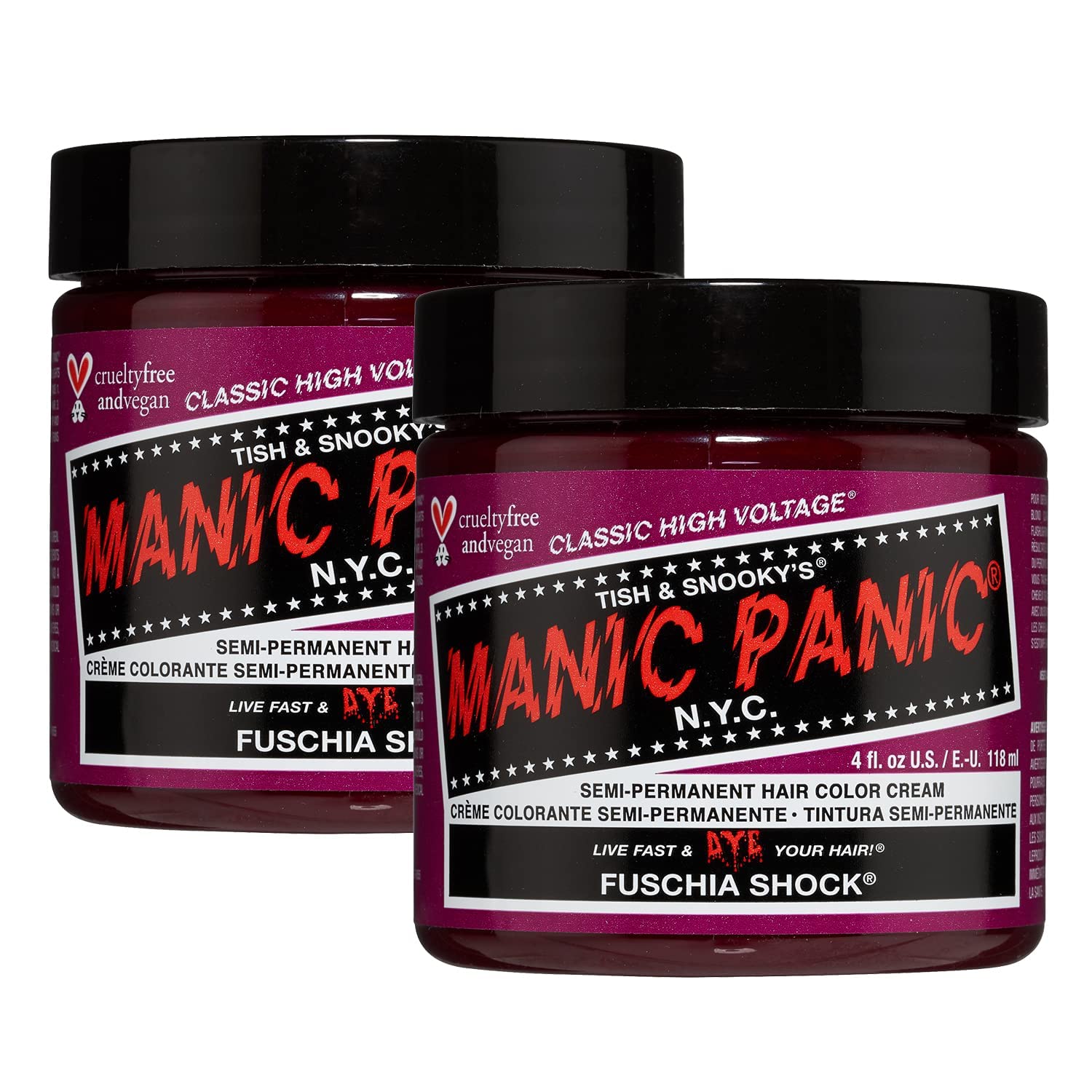 MANIC PANIC Classic Fuschia Shock Semi Permanent Hair Color - Dark Pink Hair Dye for Women & Men That Lasts 4-6 Weeks - Vegan