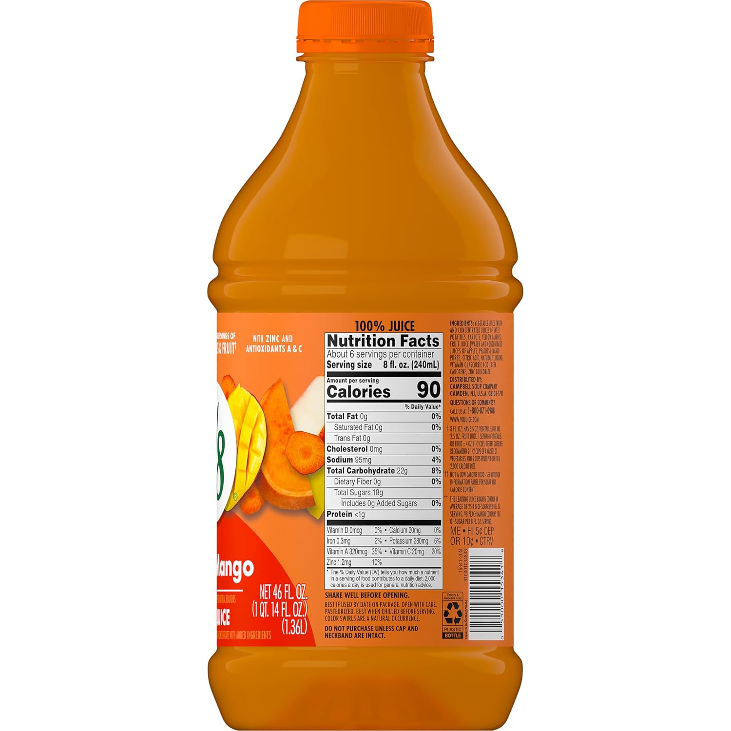 V8 Blends 100% Juice Pomegranate Blueberry Juice, Fruit and Vegetable Juice Blend, 46 Fl Oz Bottle