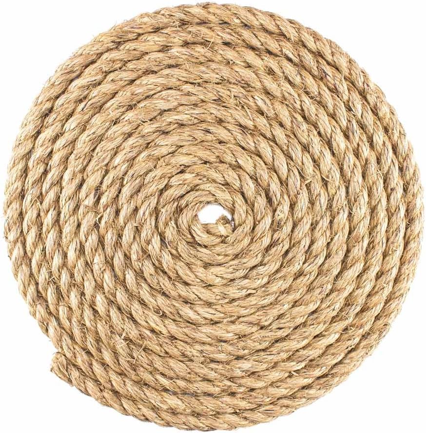 Twisted Manila Hemp Rope (1 Inch x 25 Feet)