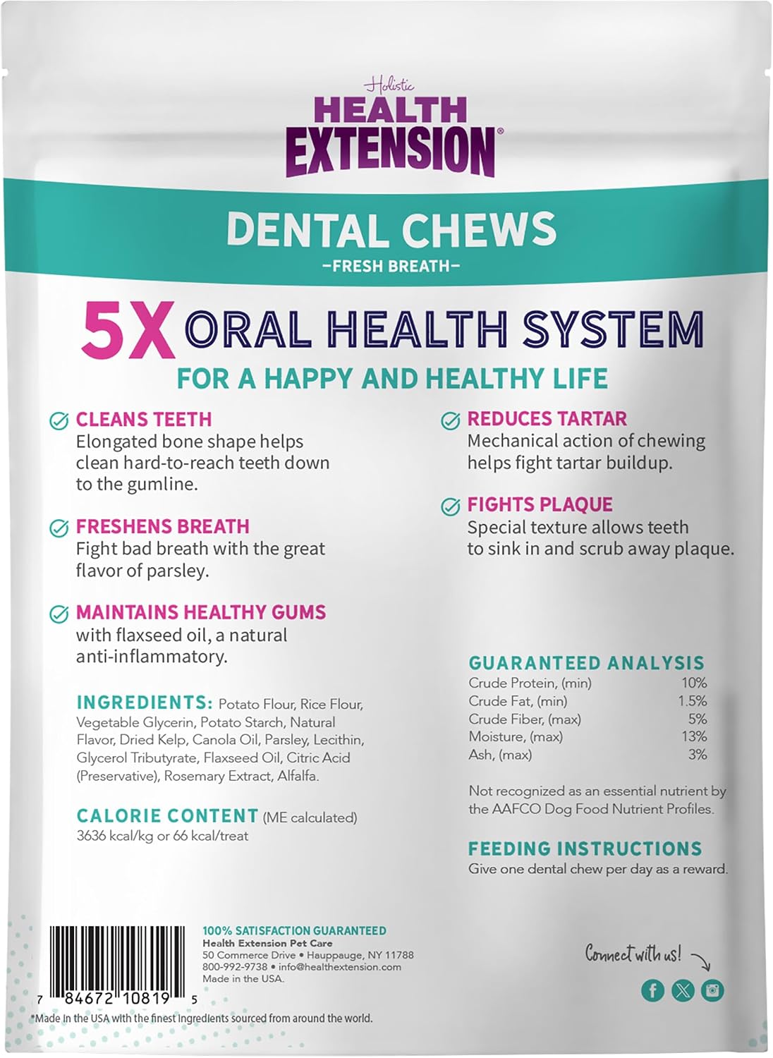 Health Extension Probiotic Dental Bones for Dogs, 14 Small Bones, Cleans Teeth, Healthy Gums, Freshens Breath, Training or Reward, 6 oz Bag (Pack of 1)