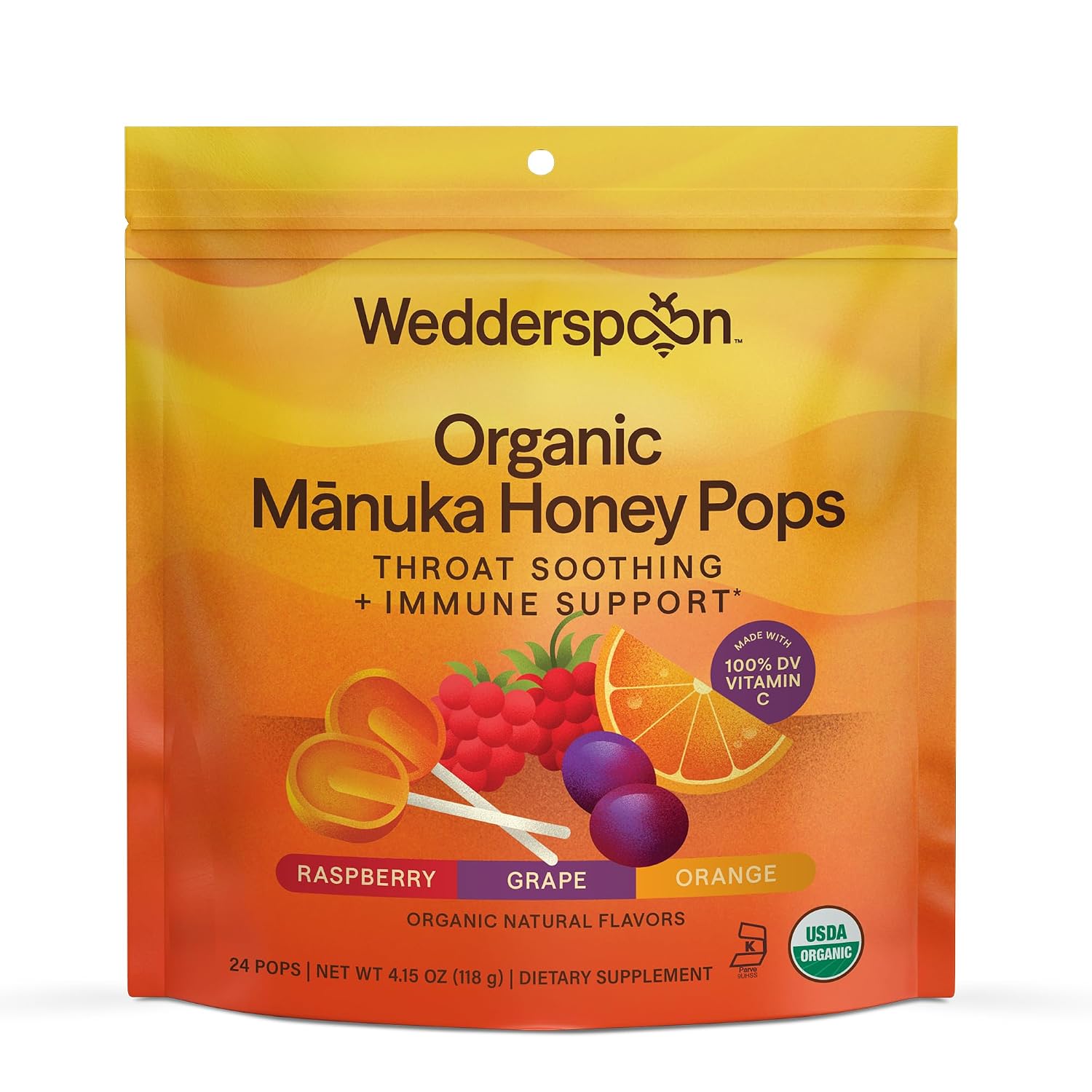 Wedderspoon Organic Manuka Honey Drops, Honey & Echinacea, 20 Count | USDA Organic | Genuine New Zealand Honey, Natural Remedy for Dry Throat | USDA Organic, Genuine New Zealand Honey, Natural Remedy for Dry Throat