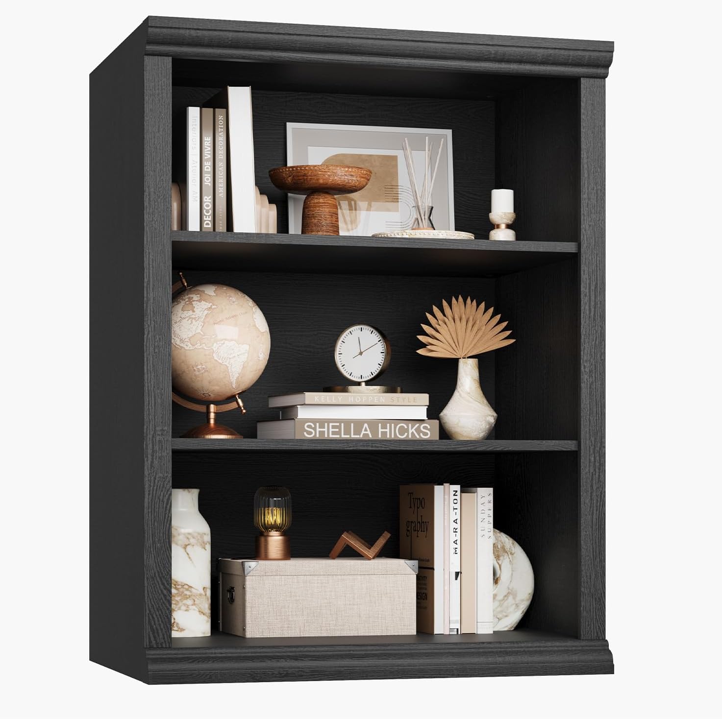 Rresyet 3 Tier Bookcase 27.6" W Bookshelf, White | Ample Vertical Storage Space, Modern Minimalist Home Design, For Home Office, Living Room, Bedroom