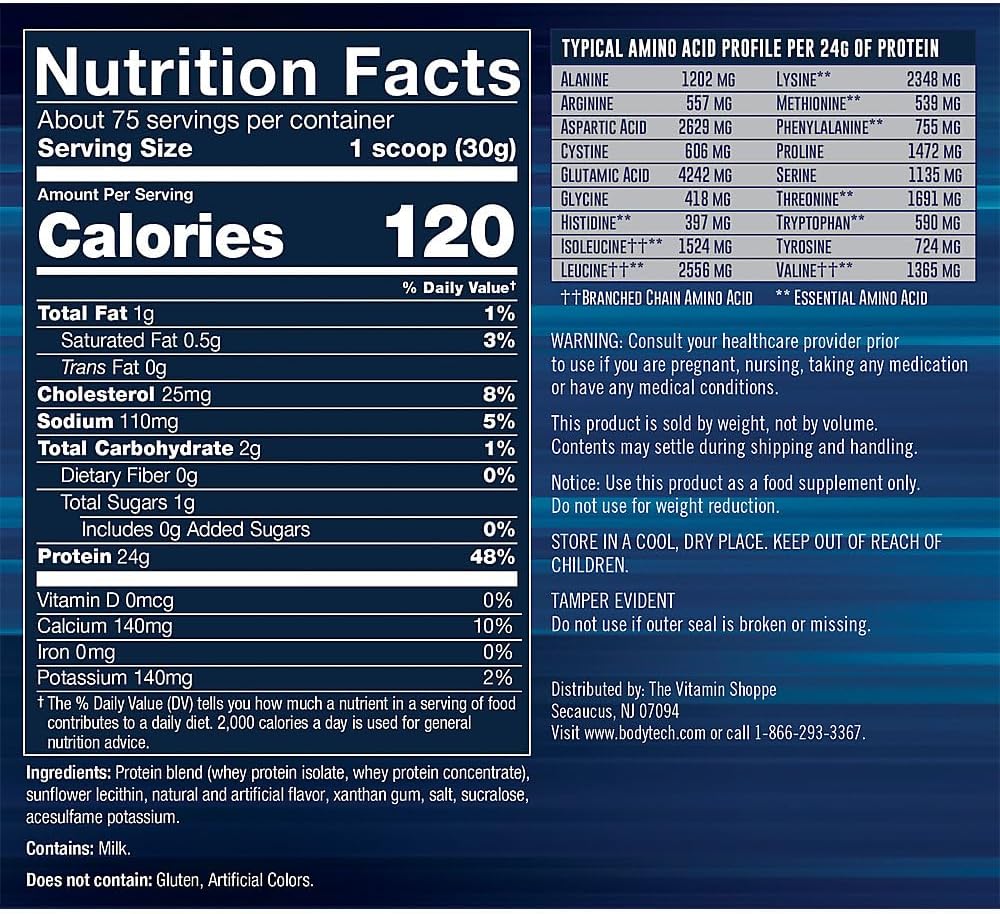 BodyTech Whey Tech Pro24 Powder Vanilla Ice Cream (5 lbs/ 75 Servings)