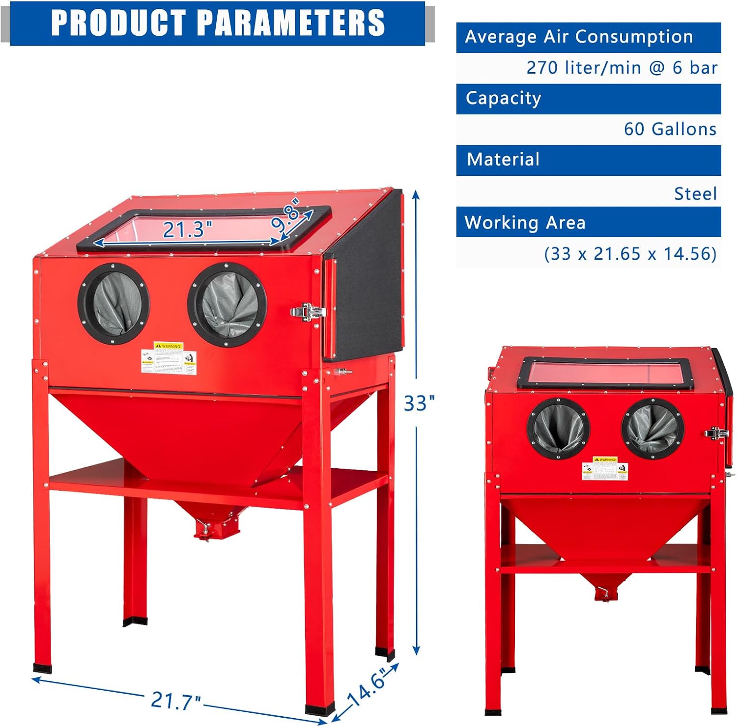 60 Gallon Air Sandblasting Cabinet
