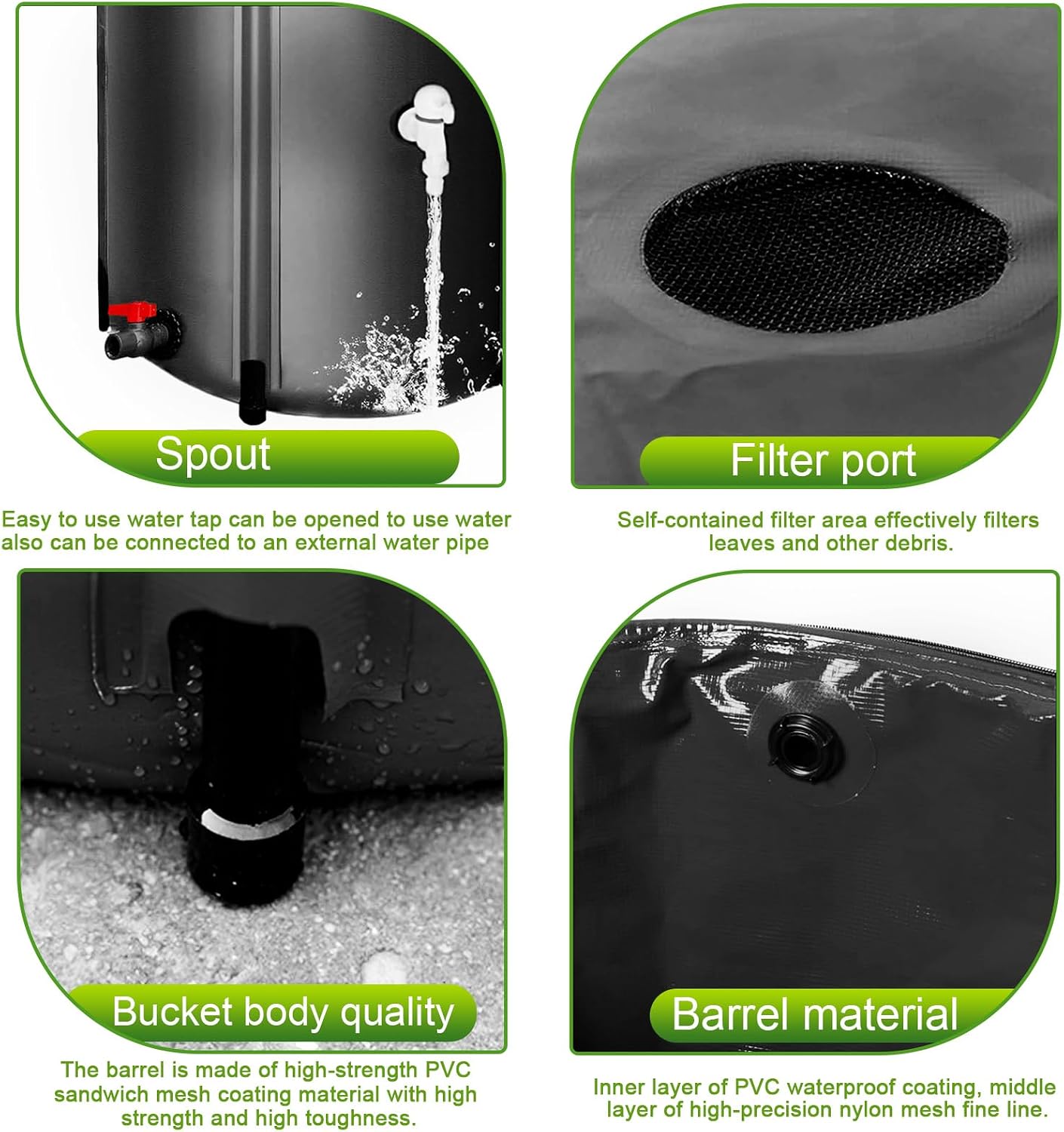 Eco-Friendly Rain Barrel – Efficient Rainwater Collection System with Spigot and Hose – Perfect for Garden Watering and Water Storage – 52