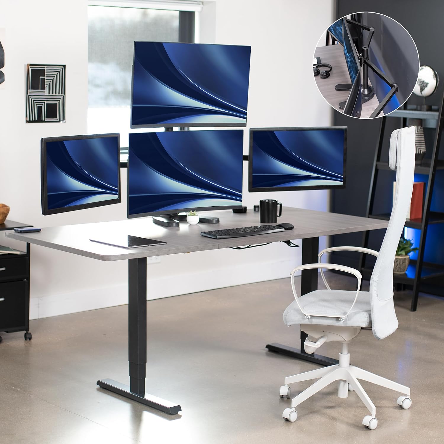 VIVO Quad Monitor 13 to 32 inch LED LCD Freestanding Desk Stand, 3 Plus 1 Articulating VESA Computer Mount, Holds 4 Screens