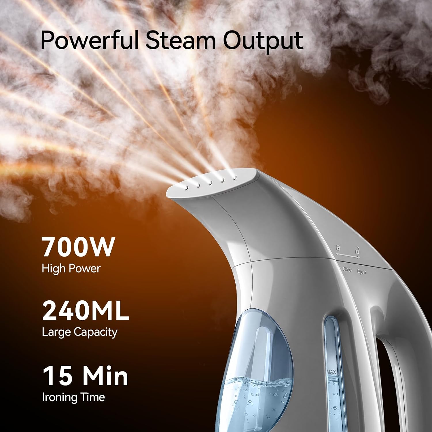 HiLIFE Steamer for Clothes, Portable Handheld Clothing Steamer, 240ml Big Capacity, 700W, Strong Power, Fabric Quick Wrinkle Remover with Brush for Home, Office(ONLY 120V) -Blue
