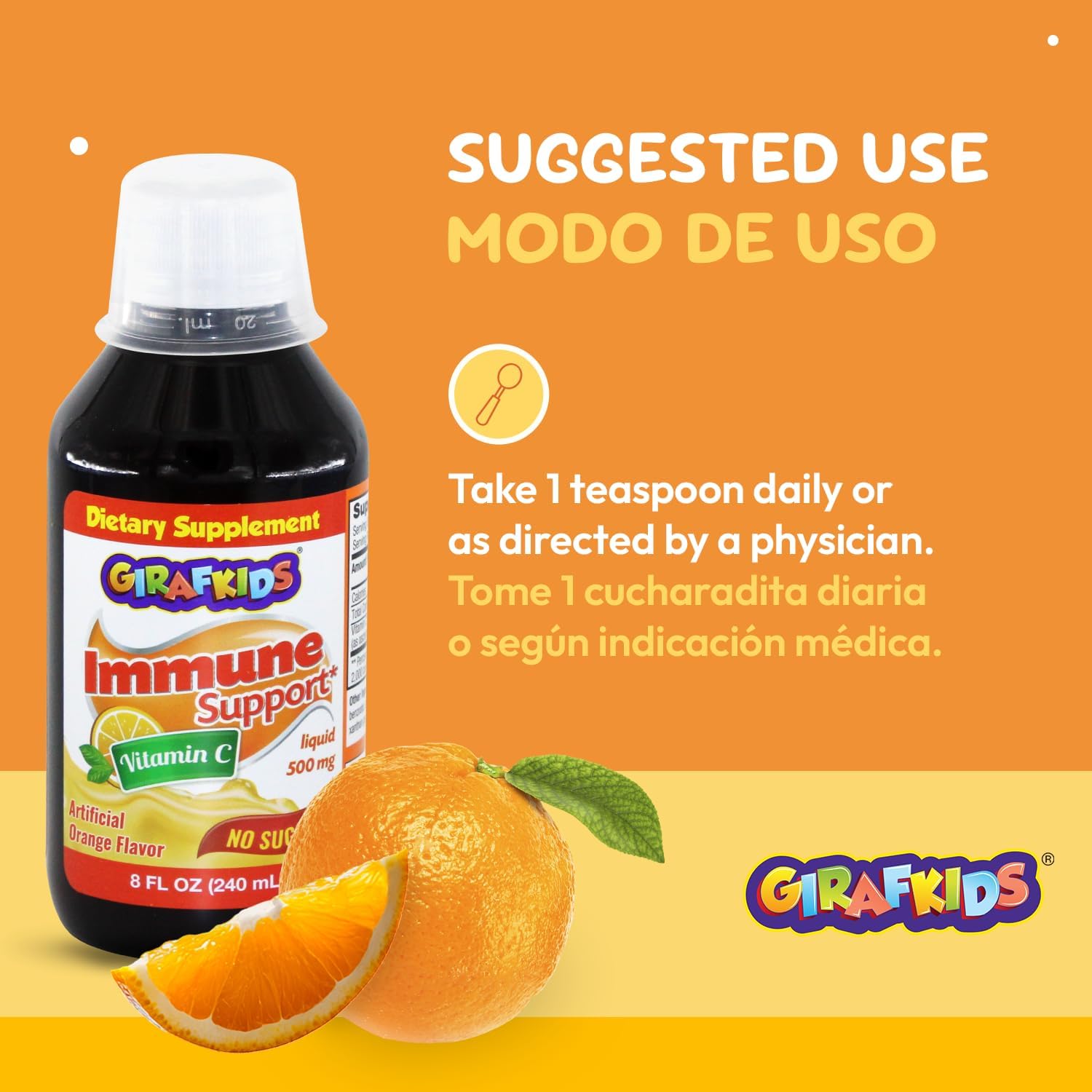 GirafKids Liquid Multivitamin for Kids with B Complex, 8 Fl Oz, Ages 4+
