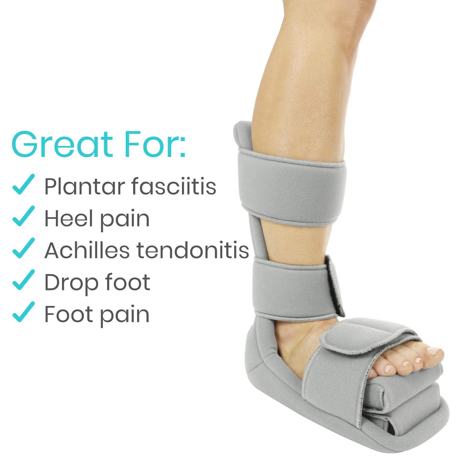 Vive Plantar Fasciitis Night Splint Plus Trigger Point Stretch Wedges | Soft Leg Brace Support, Orthopedic Sleeping Immobilizer Stretch Boot (Large: Men's: 8.5-11, Women's: 10-12)