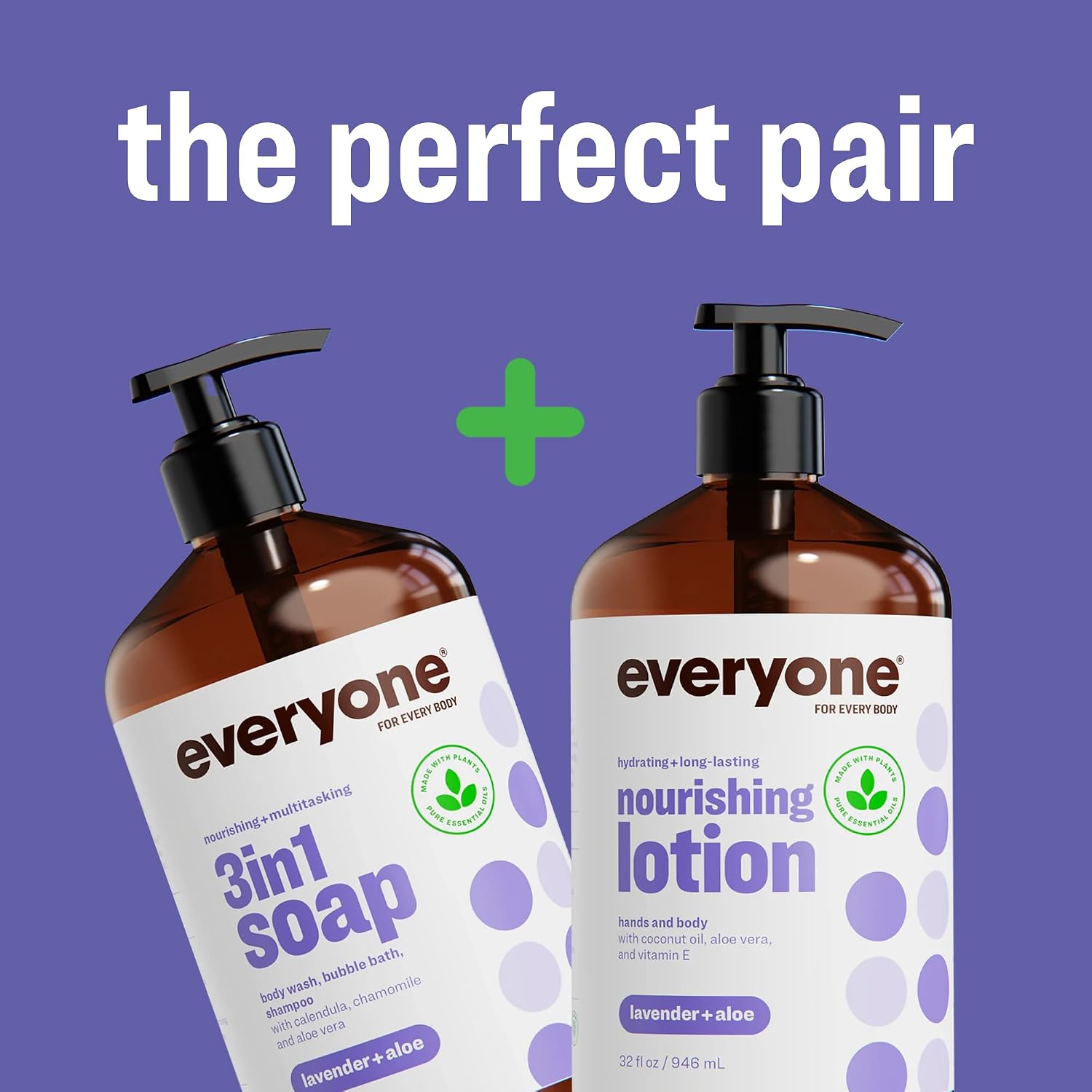 Everyone 3-in-1 Soap Body Wash Bubble Bath Shampoo Coconut Lemon 32oz 2pk | Natural essential oil formula | body wash | shampoo | bubble bath in one | coconut lemon scent | bulk value 2-pack