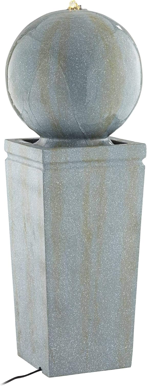 Sphere and Pillar 34 1/4" High LED Outdoor Indoor Large Bubbler Fountain