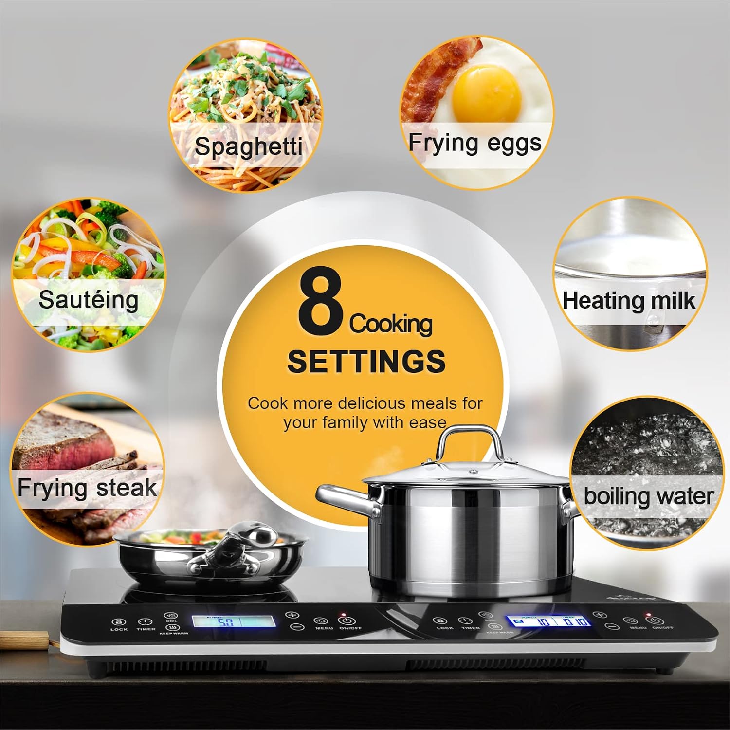 Duxtop LCD Portable Double Induction Cooktop 1800W Countertop Burner 9620LS