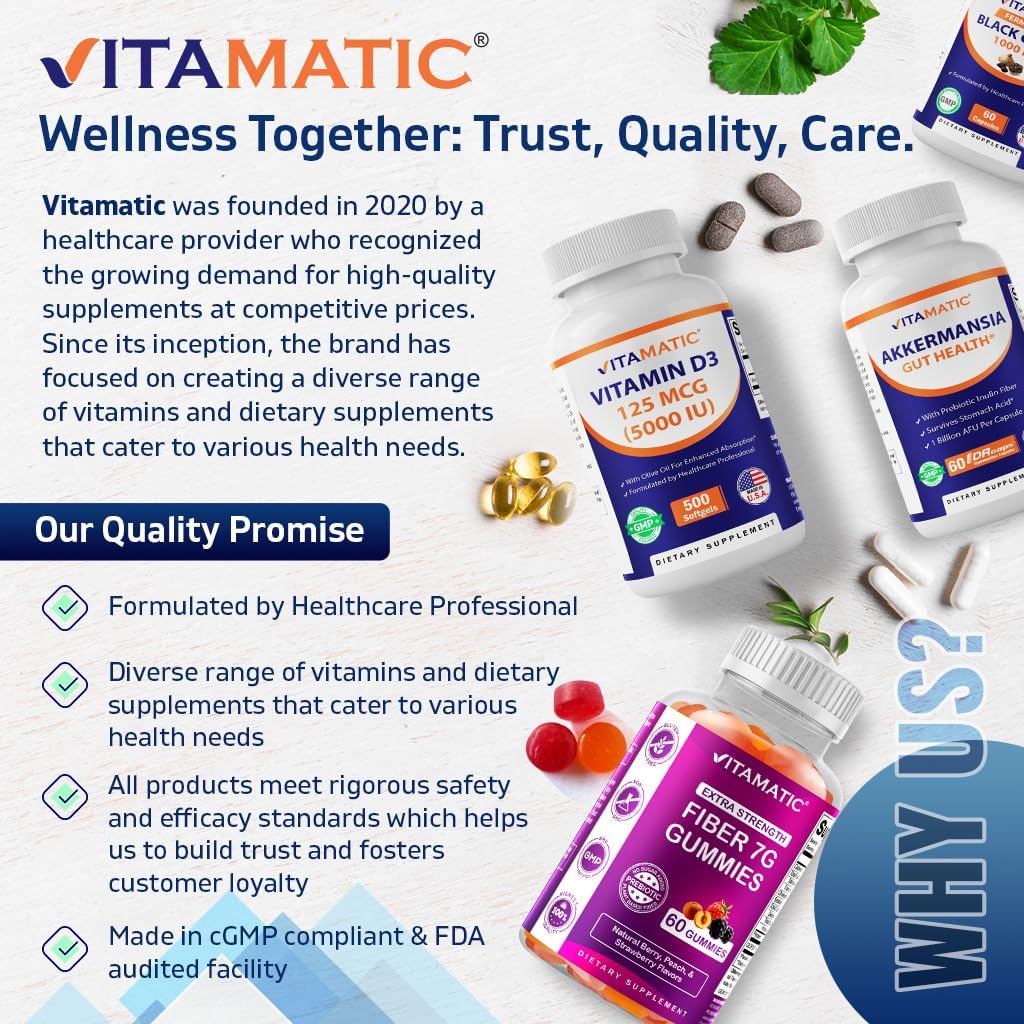 Vitamatic 2 Pack Vitamin D3 50, 000 IU (as Cholecalciferol), Once Weekly Dose, 1250 mcg, 60 Veggie Capsules 1 Year Supply