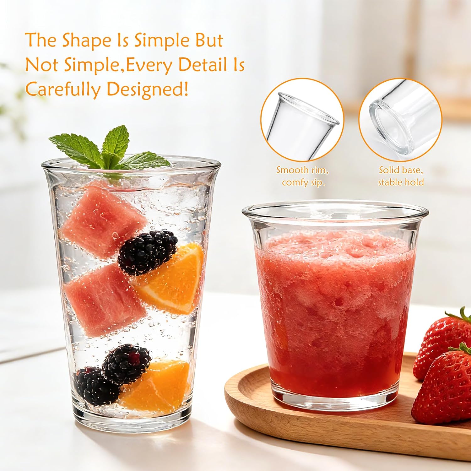 12 Pack Highball Glasses Set, 12 oz & 10 oz Stackable Thick Glass Cups | Drinking Glasses for Cocktails，Iced Coffee, Bubble Tea, Water