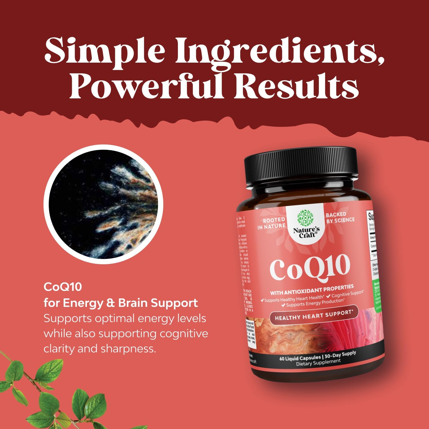 CoQ10 Liquid Capsules Supplement - Healthy Heart & Energy Support - 60 Ct