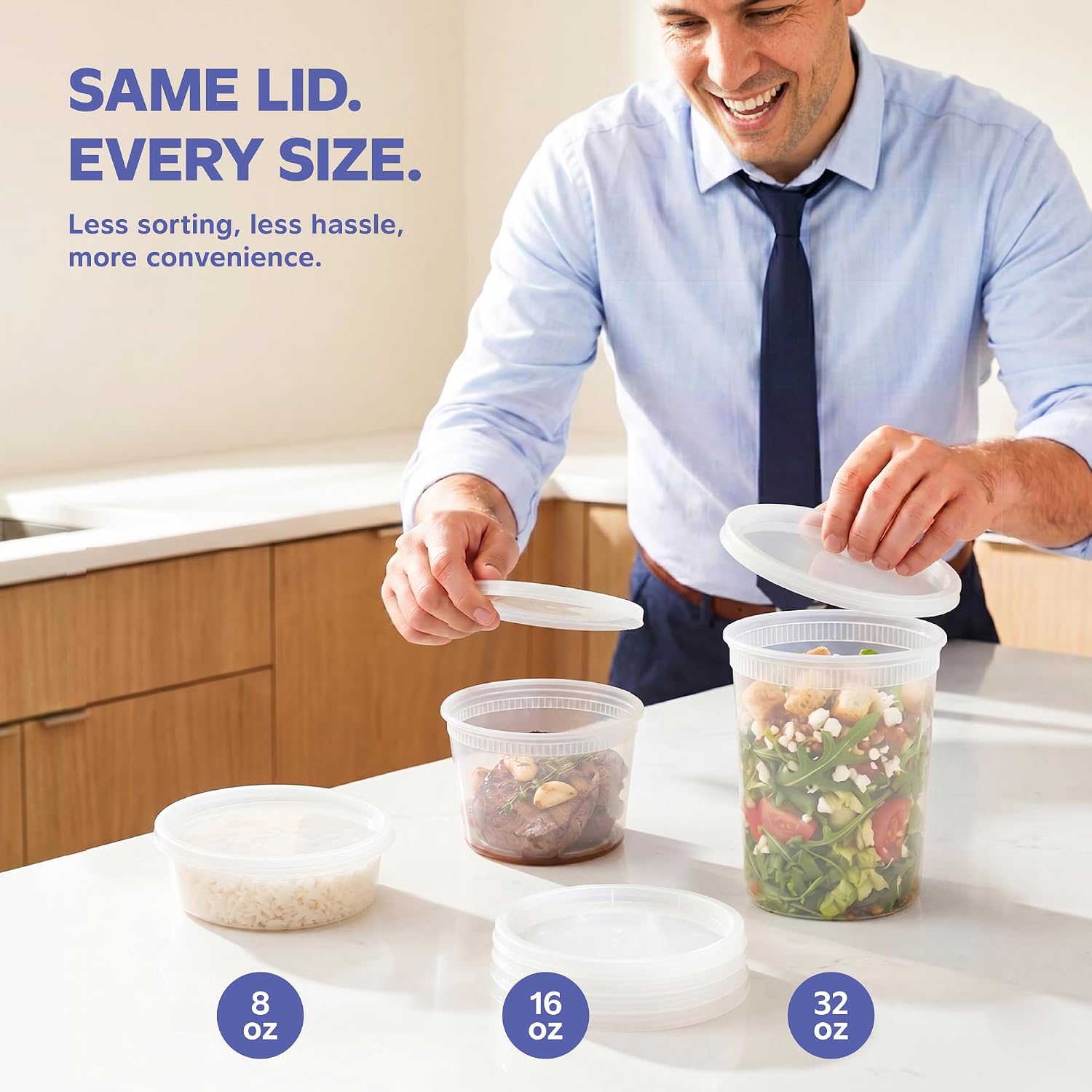 GUSTO 32 oz Plastic Deli Containers with Lids [24 Sets] Food Storage | Microwave, Dishwasher & Freezer Safe, Disposable or Reusable, BPA Free, Leak-Proof, Soups, Takeout, Meal Prep & Leftovers
