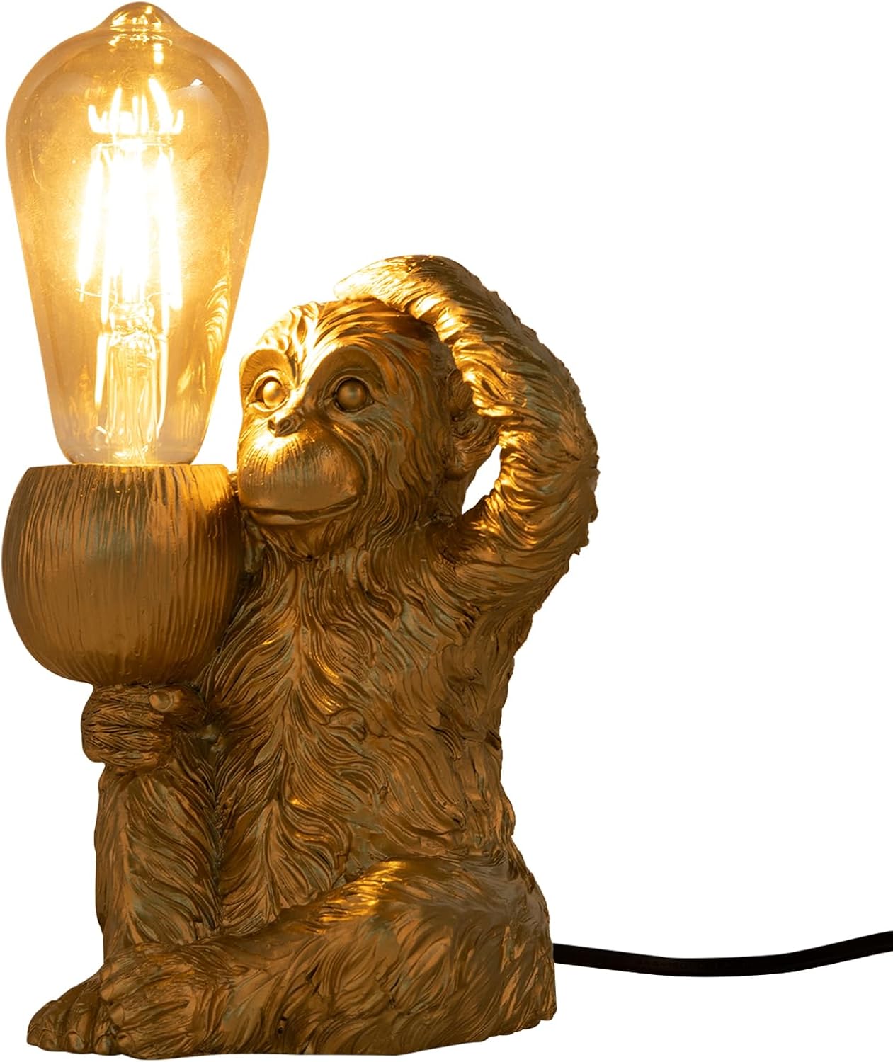 Resin Hemp Rope Monkey Table Light Retro Edison Monkey Desk Resin Sitting Monkey Lighting Fixture E27 for Dining Living Room Bedroom Bar Cafe