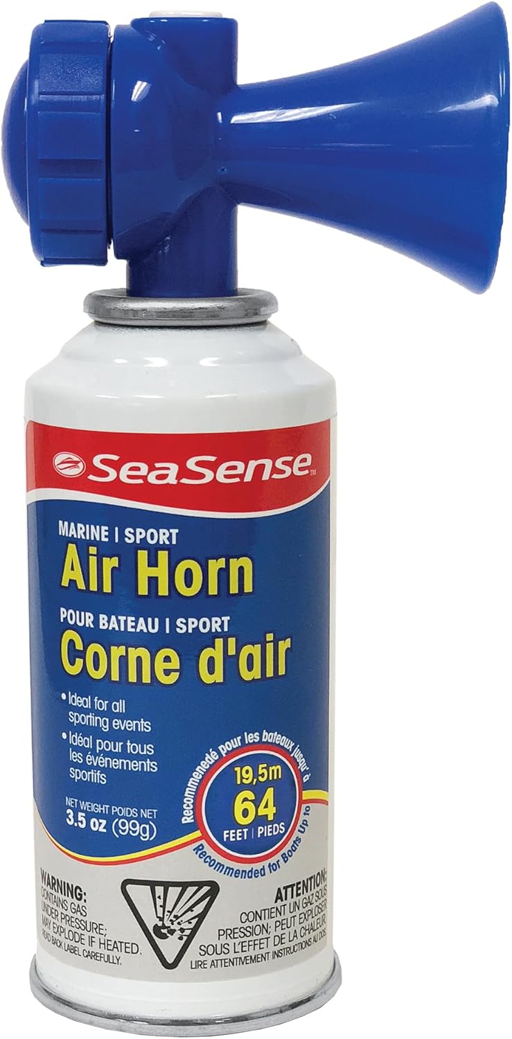 SeaSense Air Horn – Large Size (3.5 oz), 118 dB – Loud 1 Mile Range, Meets EPA & USCG Standards – Great for Boat & Marine Safety